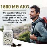 Liposomal Calcium AKG Supplement 1500 MG (Alpha-Ketoglutaric Acid), High Absorption, More Effective Than AAKG, Ca AKG for Longevity, Age Defense, Cellular Energy, Metabolic Function, 180 Softgels