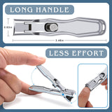 2024 Upgrade Nail Clippers for Men Thick Nails - DRMODE Large Wide Jaw Opening Toe Nail Clippers for Seniors, Heavy Duty Stainless Steel No Splash Fingernail Clipper Cutters Long Handle with Catcher