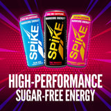 Spike High-Altitude Energy - 350 mg Caffeine, 800 mg Beta-Alanine, 1000 mcg Vitamin B12 - Sugar-Free Blue Raz 16 oz (Pack of 12)