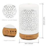 Earnest Living Essential Oil Diffuser White Ceramic Diffuser 100 ml Timers Night Lights and Auto Off Function Home Office Humidifier Aromatherapy Diffusers for Essential Oils