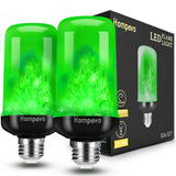 Hompavo 【Upgraded】 LED Flame Light Bulbs, Green Flickering Light Bulbs with Upside Down Effect, E26 Flame Bulb for Home Halloween St. Patrick's Day Christmas Decorations Indoor & Outdoor, 2 Pack