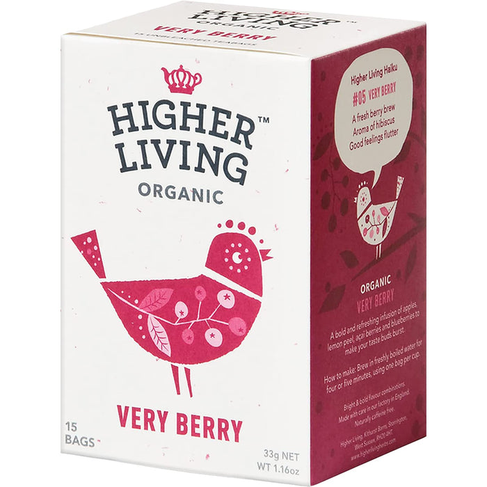 HIGHER LIBING ORGANIC Very Berry Tea Bags | 15 Teabags (33g) | Delicious Blend of Berries | Natural and Organic Ingredients | Enjoy the Rich Flavors of Organic Berry Tea