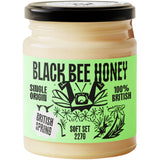 Black Bee Honey - Pure British Spring Soft Set Raw Honey, Creamy and Lightly Sweet, Unprocessed Single Source from Hive to Jar, Never Blended - Delicious on Toast, Soothing in Drinks, 227g Glass Jar