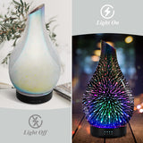 Essential Oil Diffuser Aromatherapy Diffuser- 120 ml Glass Ultrasonic Cool Mist Oil Diffuser, Whisper Quiet with Waterless Auto Shut-Off, 4 Timer Setting,7 Colors Night Light for Home (Silver)