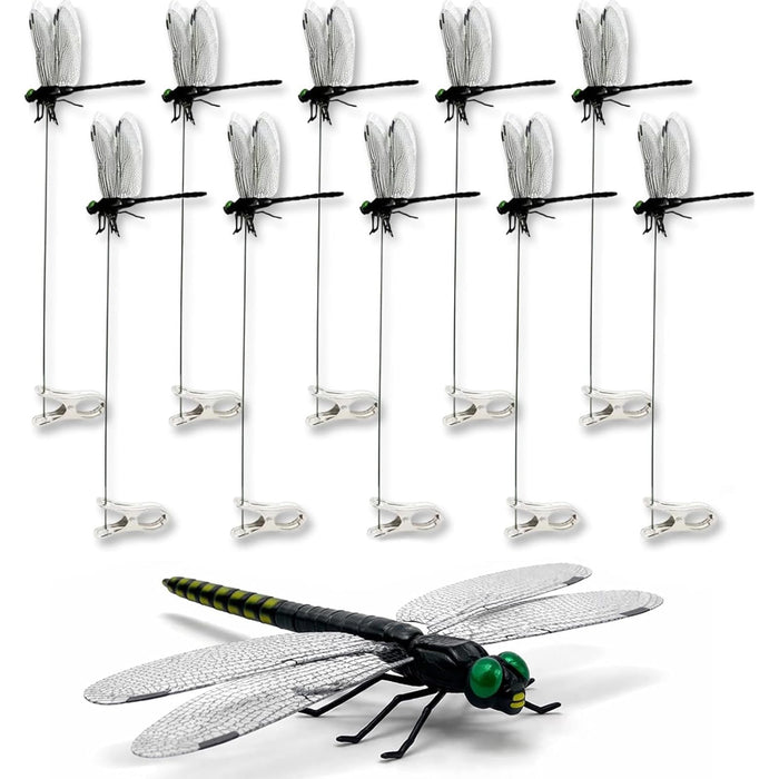 WRSFXV 2026 New 40 Pcs Dragon Fly Clips for Bugs Repellent, 3D Artificial Dragonfly Hat Clip, Dragonfly Garden Decor (10PCS)