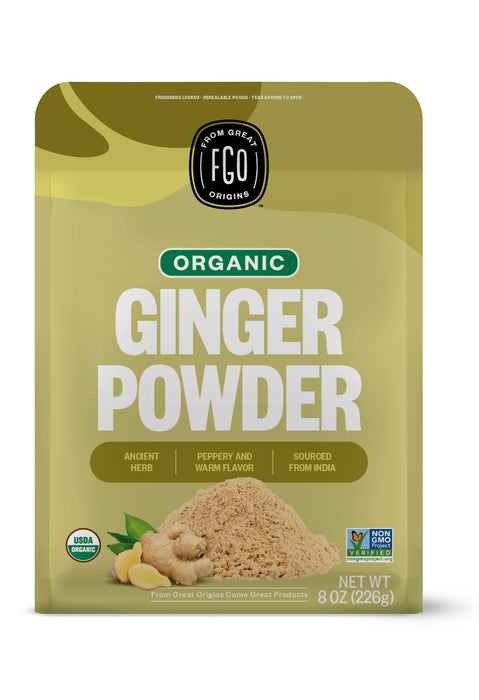 FGO Organic Ginger Powder, Imported from India, 8oz, Packaging May Vary (Pack of 1)