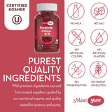 Maxi Yum - Probiotic Gummies with 5 Billion CFUs of Digestive Health Probiotics for Women & Men - Kosher Certified Natural Berry Flavor Gut Health Chewable Gummy Supplements, 60 Gummies