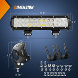 NILIGHT 12 Inch 72W LED Light Bars Spot Flood Combo Off-Road Light Mounting Bracket Horizontal Bar Tube Clamp With Off Road Wiring Harness, 2 Years Warranty