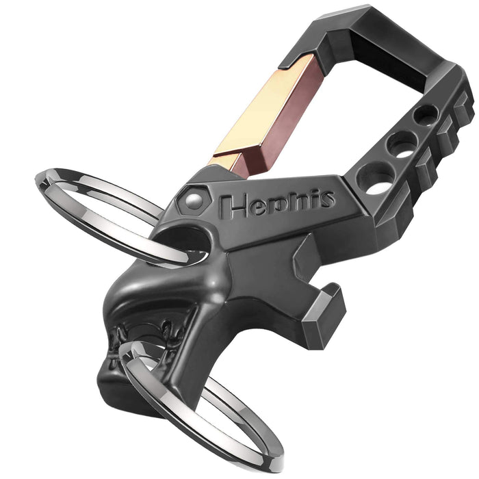 Hephis Heavy Duty Key Chain Bottle Opener,Carabiner Car Key Chains for Men and Women（Matte Black）