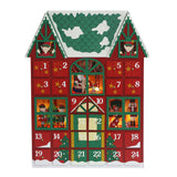 PIONEER-EFFORT Christmas Wooden Advent Calendar House 2023 with Drawers and Led Lights, Reusable Advent Calendars, Countdown to Christmas Decoration to Fill Small Gifts, Candy (red)