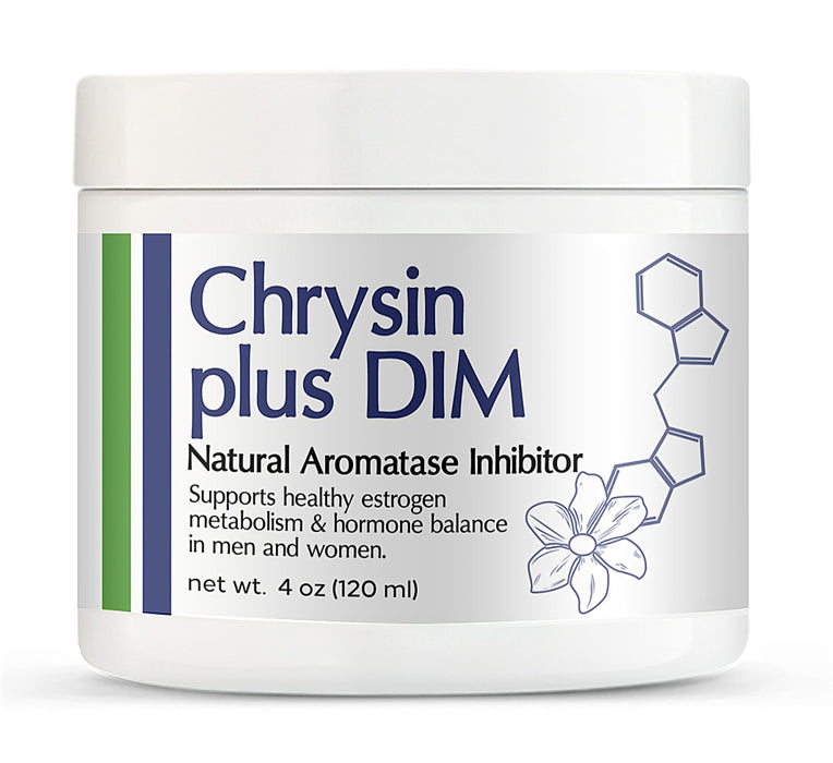 Chrysin Plus DIM Cream - 4 oz - Topical Aromatase Inhibitor Cream for Men & Women - Supports Estrogen Balance