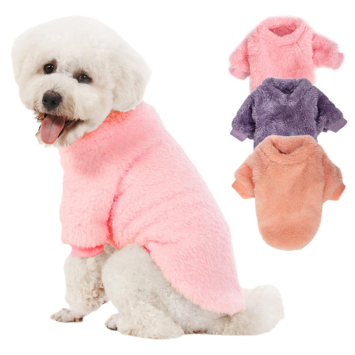Kyaringtso Dog Sweater, 3 Pack Dog Sweaters for Small Dogs, Dog Clothes for Small Dogs Girl Boy, Ultra Soft and Warm Puppy Sweater Dog Coat for Winter Christmas (Large, Pink+Purple+Peach)