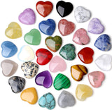 QINJIEJIE 30PCS Heart Crystals Healing Crystal Palm Natural Stones Polished Gemstones Amethyst Malachite Rose Quartz Assorted Set 0.8" Bulk Wholesale Reiki Energy Balancing Love Mother's Day Gifts