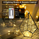 4-Pack 50 LED Fairy Lights Battery Operated with Remote Control Timer, 16 FT 50 LED String Lights Outdoor Indoor, 8 Mode Twinkle Lights for Christmas Wedding Birthday Party Bedroom Décor (Warm White)