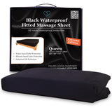 EROTICGEL Extreme Queen Black Fitted Massage Sheet, 60″ x 80″ +14″ (183cm x 203cm +35cm) - Waterproof Mattress Protector, Waterproof Mattress Cover for Massage - Oil, Water-Based, Silicone Safe