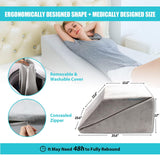 Lisenwood Foam Bed Wedge Pillow Set - Reading Pillow & Back Support Wedge Pillow for Sleeping - 2 Separated Sit Up Pillows for Bed - Angled Bed Pillow, Triangle Pillow for Back and Legs Support Gray