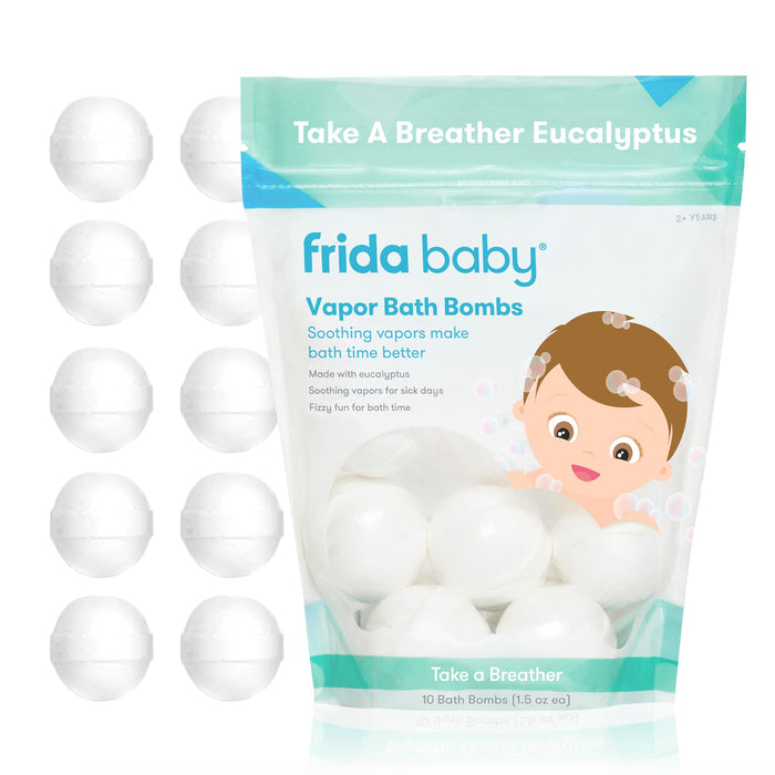 Frida Baby Natural Vapor Bath Bombs for Toddlers & Kids, Eucalyptus Essential Oil Bath Bombs for Aromatherapy, 10 Count