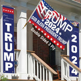 Trump 2024 Flag - 3 x 5 FT Double Sided 3 Ply "God Bless President Trump" Flags with 2024 Hanging Banners Set - Memorial Day Decorations - 4th of July Decorations - Donald Trump Sign for Outdoor Home