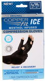 Copper Fit ICE Compression Gloves Infused with Menthol, Black, Large/X-Large