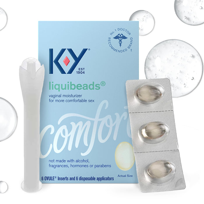 K-Y Liquibeads for Women, Vaginal Moisturizer, Silicone Lube Vaginal Suppository, Vaginal Lubricant Helps Reduce Pain Due to Vaginal Dryness, 6 Vaginal Suppositories & 6 Vaginal Applicators