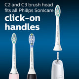 Philips Sonicare Genuine Toothbrush Head Variety Pack, C3 Premium Plaque Control and C2 Optimal Control, 3 Brush Heads, White, HX9023/69