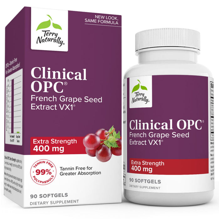 Terry Naturally Clinical OPC Extra Strength - 90 Softgels - French Grape Seed Extract Supplement - Supports Immune Health, Antioxidant - Non-GMO, Gluten Free - 90 Servings