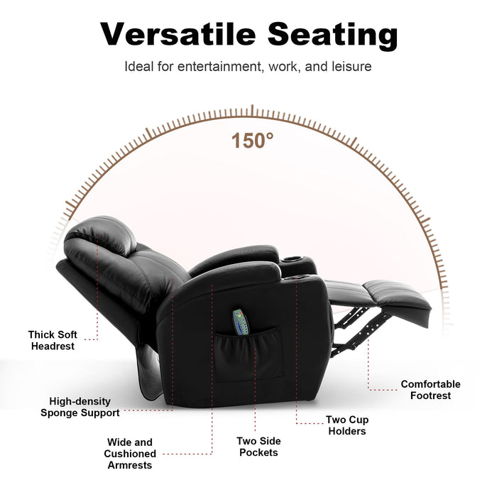 Korser Power Lift Recliner Chair for Elderly and Adults, Electric Recliner with Massage and Heating, Reclining Chair with Remote Control and Cup Holder, Faux Leather Reclining Sofa Chair