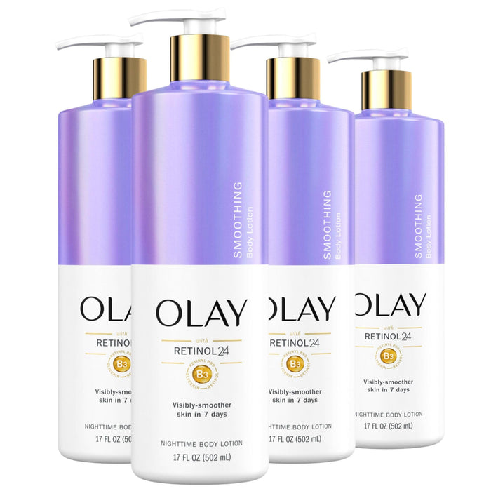 Olay Smoothing Hand & Body Lotion with Retinol and Vitamin B3, 17 fl oz. (Pack of 4)