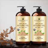 Handcraft Blends Organic Sesame Oil - 16 Fl Oz - 100% Pure and Natural - Premium Grade Hair and Body Oil - Carrier Oil - Massage Oil - Expeller-Pressed and Hexane-Free