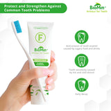 BioMin F Toothpaste - Helps Strengthen & Protect Enamel, Provide Relief to Sensitive Teeth - 75ml Mild Minty Flavour Fluoride Toothpaste for Adults & Kids - Suitable for Vegans, Not Tested on Animals
