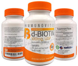 IMMUNOVITES 3-Pack High Dose Biotin (as d-Biotin, USP) 100mg (Equivalent to 100,000mcg) 90 Capsules, High Potency (3)