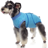 FUAMEY Recovery Suit for Dogs After Surgery,Soft Breathable Dog Bodysuit E-Collar & Cone Alternative Surgical Suit,Male Female Dog Neuter Spay Suits Anti Licking Wounds Onesie Navy Blue Strips L