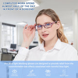 VIDEBLA 5 Pack Computer Reading Glasses Men and Women Anti Eyestrain Blue Light Blocking Glasses for Reading (5 Mix-2, 2.00)