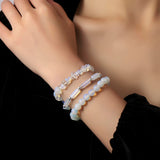 3PCs Moonstone Bracelet for Women 8mm Crystals and Healing Stones Bracelet Natural Stone Beaded Bracelets Handmade Stretch Gemstone Bracelet Healing Jewelry Christmas Gifts for Women Girls