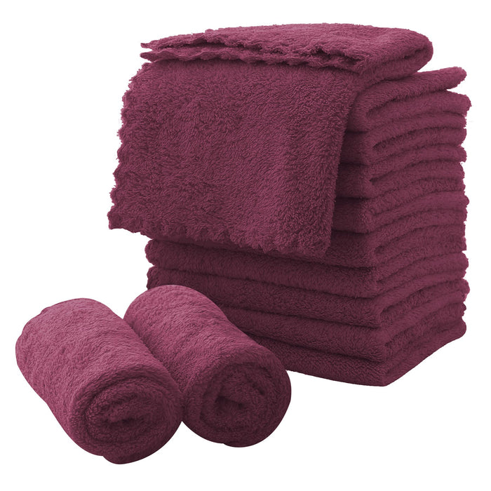 Microfiber Facial Cloths Fast Drying Washcloth 12 pack - Premium Soft Makeup Remover Cloths - Burgundy