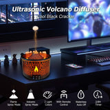 Cechlicht Volcano Diffuser, Essential Oil Diffuser 300ml Volcano Humidifier with Flame & Volcano Mist Mode, 2 Colors, Timer, Auto Shut-Off, Remote Control, Flame Diffusers for Home Bedroom Black