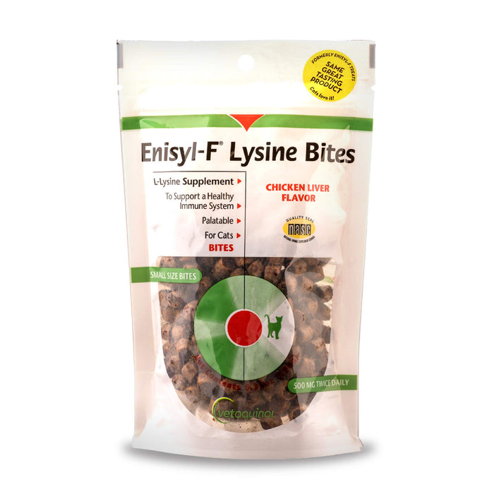 Vetoquinol Enisyl-F Lysine Bites: L-Lysine Chews for Cats & Kittens - Chicken Liver-Flavor, 6.4oz (180g) Reclosable Bag