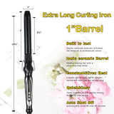 abp 1 Inch Curling Iron with Ceramic Coating Barrel for Long/Medium Hair, Extra Long Barrel Curling Iron,Instant Heat up to 450°F with clamp,Hair Waving Style Tool for Girls & Women