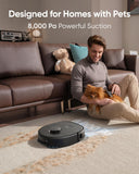 eufy X10 Pro Omni Robot Vacuum and Mop with 8,000 Pa Suction, Dual Mops with 12 mm Auto-Lift and Carpet Detection, AI Obstacle Avoidance, Auto Mop Washing, Auto Drying, Self-Emptying, Self-Refilling