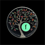 1 Year Sobriety Chip | Tree of Life AA Coin Token Medallion with Glow in The Dark Recovery Anniversary
