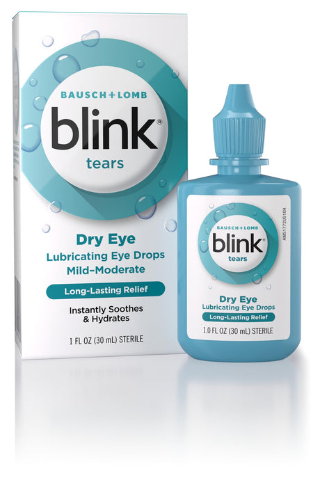 Blink Tears Lubricating Eye Drops, 1 fl oz (30 mL) Eye Care for Mild to Moderate Dry Eyes, Hyaluronate for Boosting Hydration, Moisturizing & Soothing Eye Drops for Dry Eyes