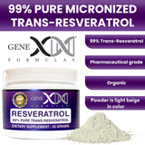 GENEX Trans Resveratrol 1000mg Serving 99% Pure Micronized Pharmaceutical Grade Trans-Resveratrol Powder 30 Servings or 30Grams 1Gram Per Day 30-Day Supply Made in a GMP & NSF Certified Facility