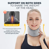 Neck Brace -Foam Cervical Collar - Soft Neck Support Relieves Pain & Pressure in Spine - Wraps Aligns Stabilizes Vertebrae - Can Be Used During Sleep Comfort, Stop Snoring, Gray_XL