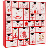 Juegoal Red Advent Calendar, 11.8 Inch Christmas Wooden Advent Calendar with 25 Large Drawers, Christmas Countdown Calendar 2024, Premium Wood Hand Painted Refillable Advent Cute Holiday Decoration