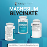 Dr. Berg's Magnesium Glycinate 400mg – Chelated Magnesium Supplement with Vitamin D & B6 – 150 Veg Capsules