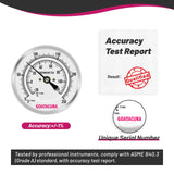 GOATACURA Bimetal Thermometer, Full Stainless Steel, 3" Dial Size, 2-1/2" Stem, 1/2" NPT Back Mount, 0-250 Deg F/-20-120 Deg C, 1% Accuracy