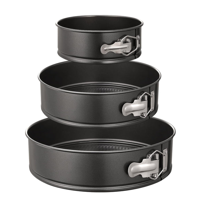 Hiware Springform Pan Set of 3 Non-stick Leakproof Round Cake Pan Set Includes 3 Pieces 6" 8" 10"