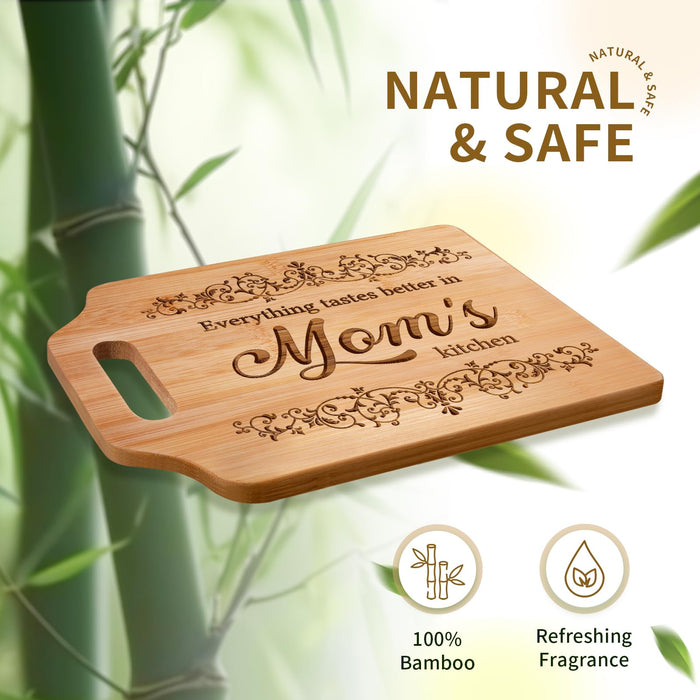 AceThrills Birthday Gifts for Mom, New Mom Gifts - Engraved Bamboo Cutting Board 12.3"L x 8.7"W x 0.4"Th - Mom Christmas Birthday Gifts from Daughter Son