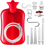 2 L Enema Bag Home Enema Kit with 3 Enema Tips,60 inch Long Silicone Hose, Controlable Water Flow Valve, Hot-Water Bottle for Colon Cleansing Enemas for Women/Men（Red）