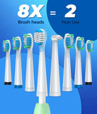 TEETHEORY Sonic Electric Toothbrushes for Adults, 8 Brush Heads Electric Toothbrush with 40000 VPM Deep Clean 5 Modes, Rechargeable Toothbrushes Fast Charge 4 Hours Last 30 Days (Green)